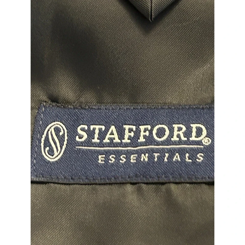 Vtg Stafford Blazer 48R Gray Wool Tweed Suede Elbow Patch Sports Coat Made India